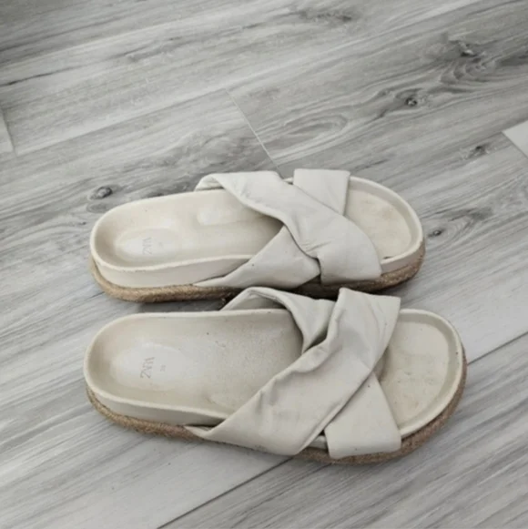 Zara Women’s Knot-Detail Espadrille Slide Sandals in Cream Sz 7.5 - Picture 8 of 9